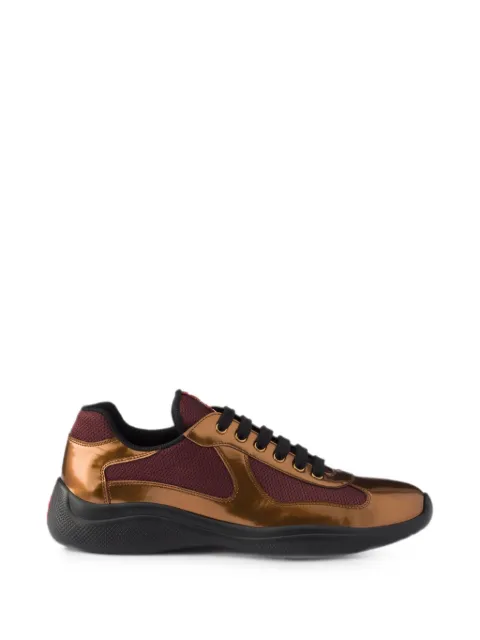Prada Prada America's Cup metallic leather and bike fabric sneakers