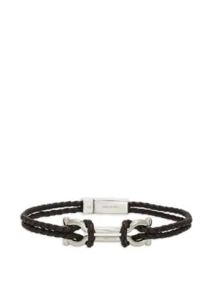 Ferragamo Bracelet With Intertwined Gancini (20cm) | Black | FARFETCH