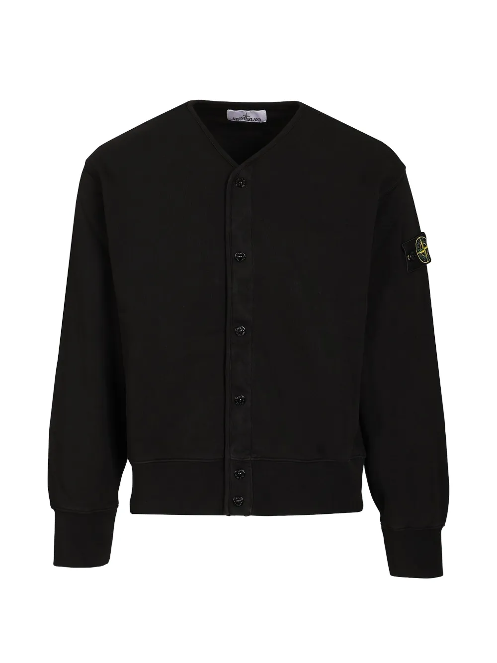 Stone Island logo-patch button-up sweater - Schwarz