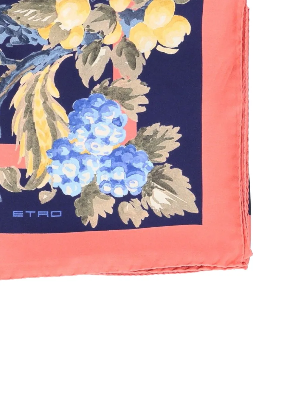 ETRO silk twill scarf with floral motif Blauw