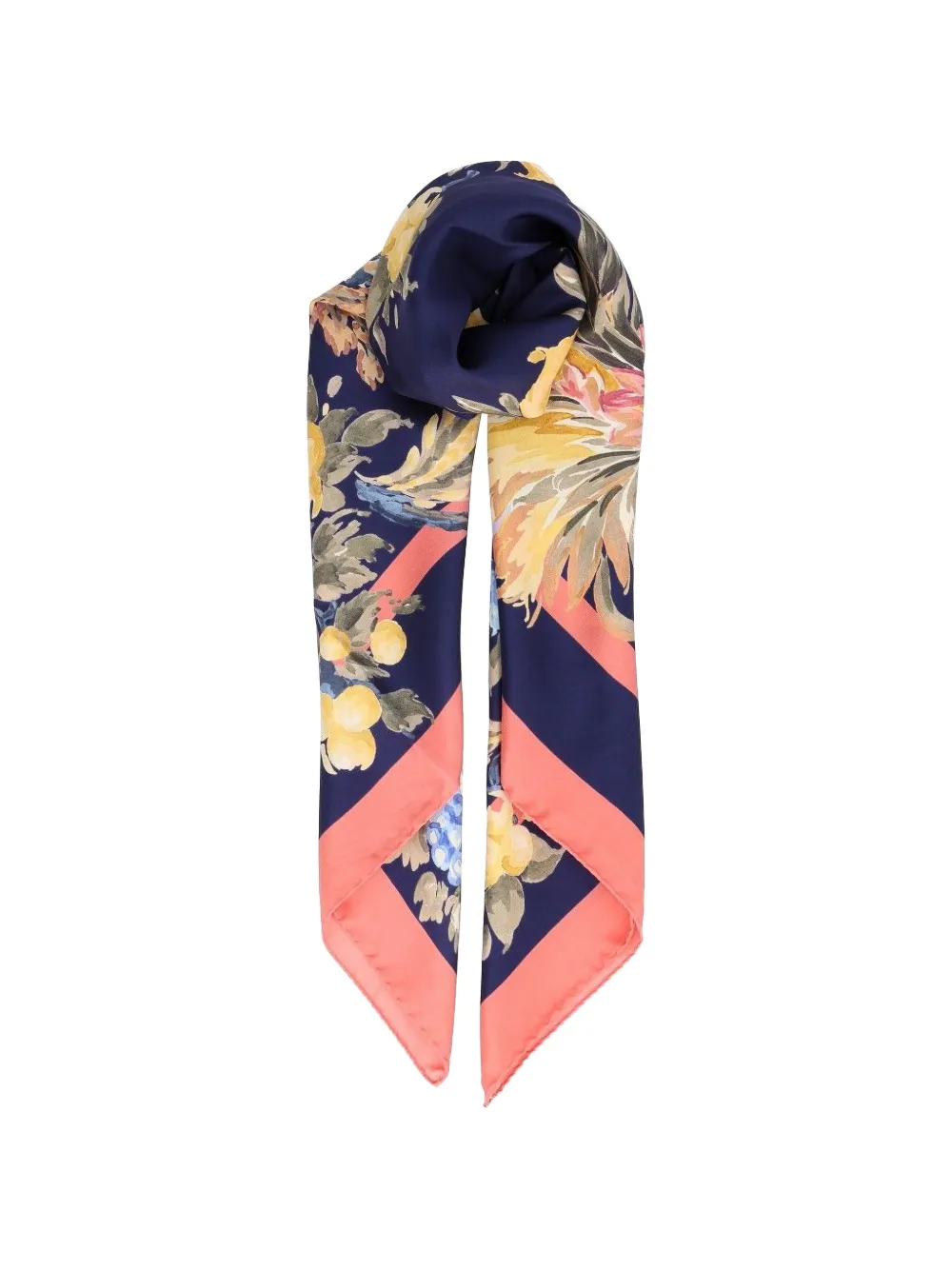 ETRO silk twill scarf with floral motif Blauw