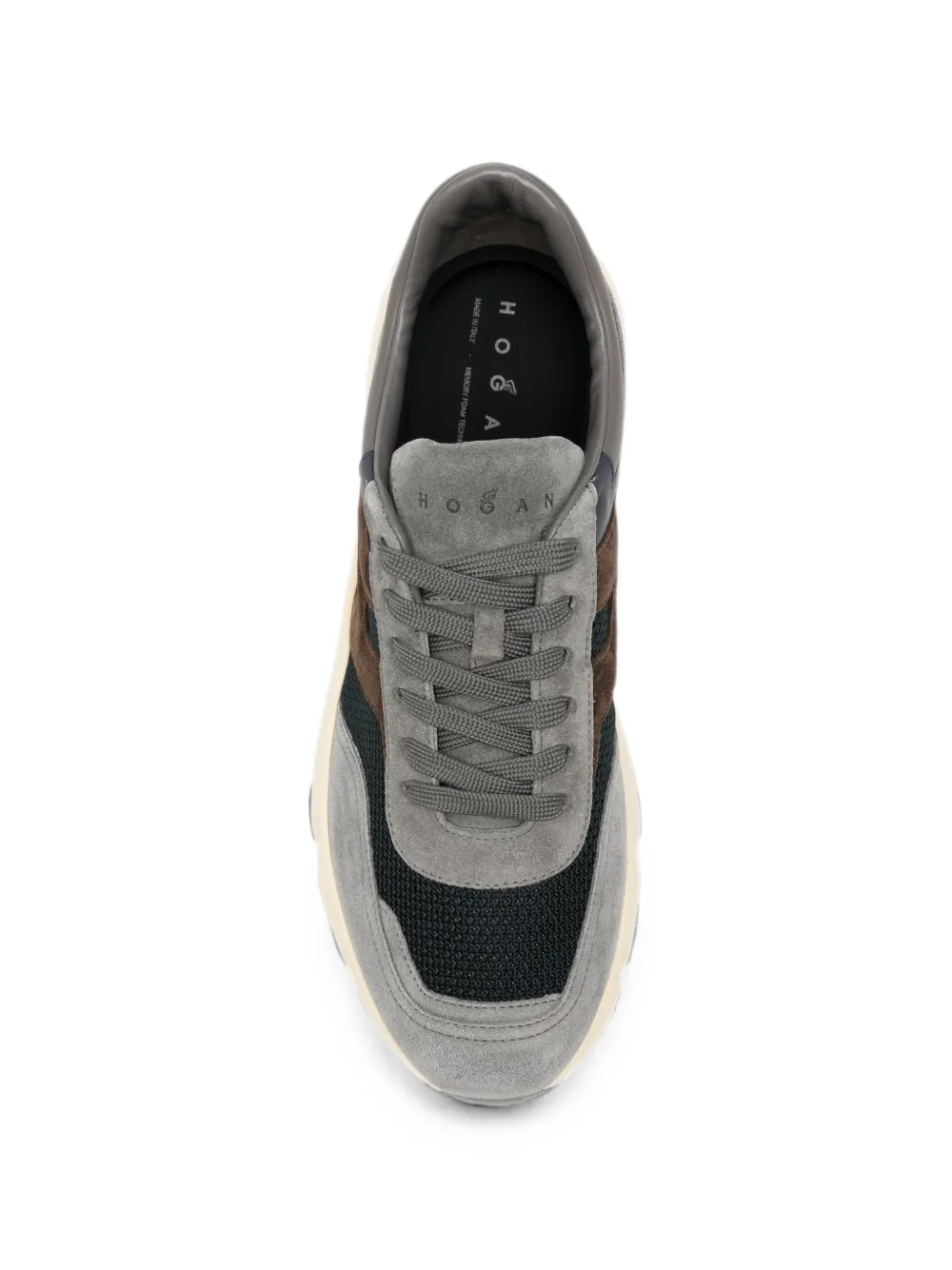 Hogan logo-patch panelled sneakers Grijs