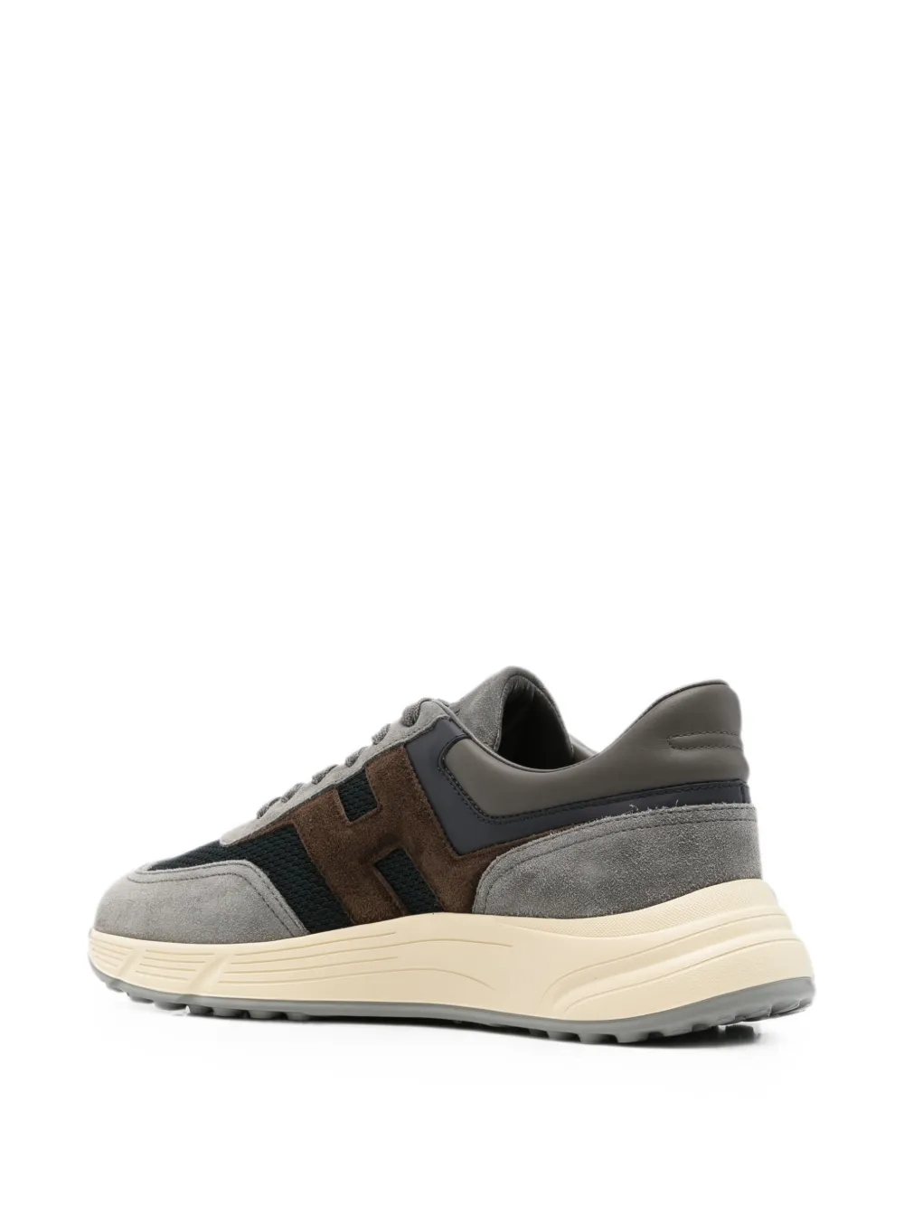 Hogan logo-patch panelled sneakers Grijs