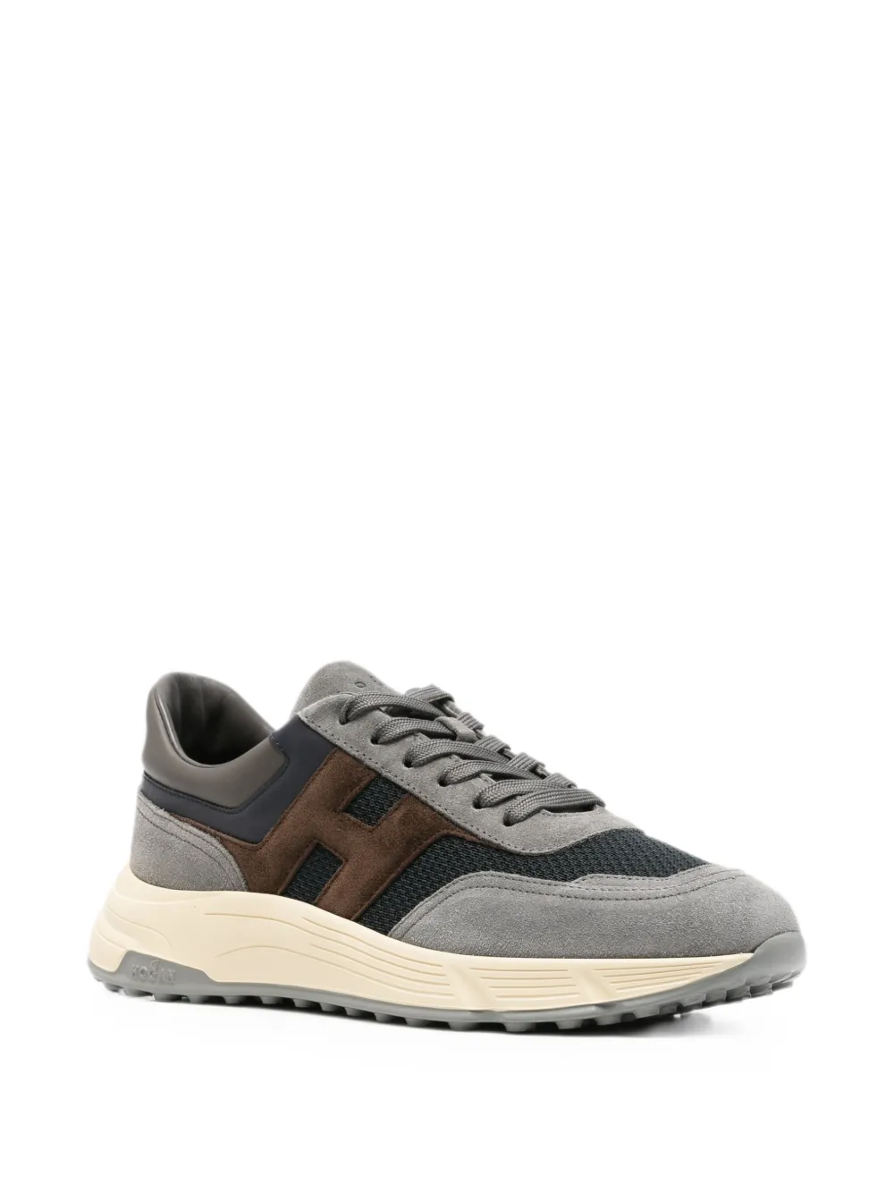 Hogan logo-patch panelled sneakers Grijs