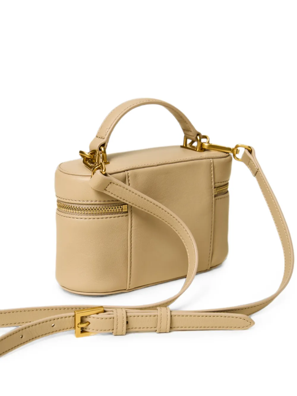TWINSET Leren bucket-tas met handvat Beige