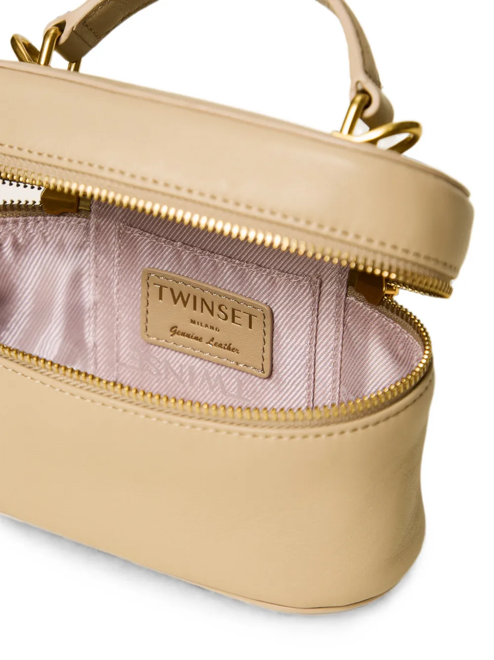 TWINSET Leren bucket-tas met handvat Beige