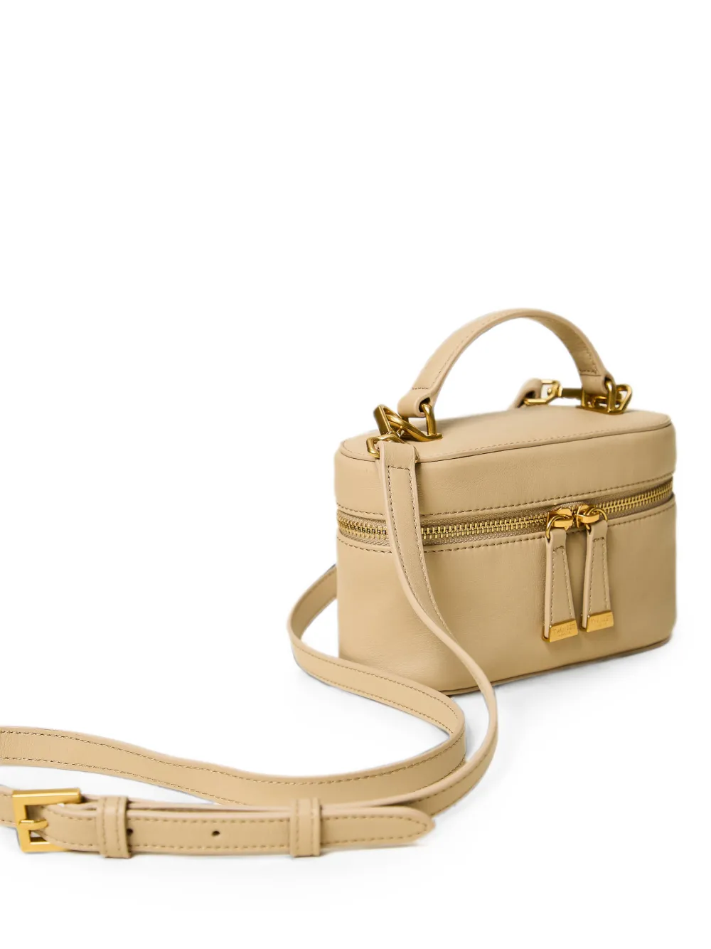 TWINSET Leren bucket-tas met handvat Beige