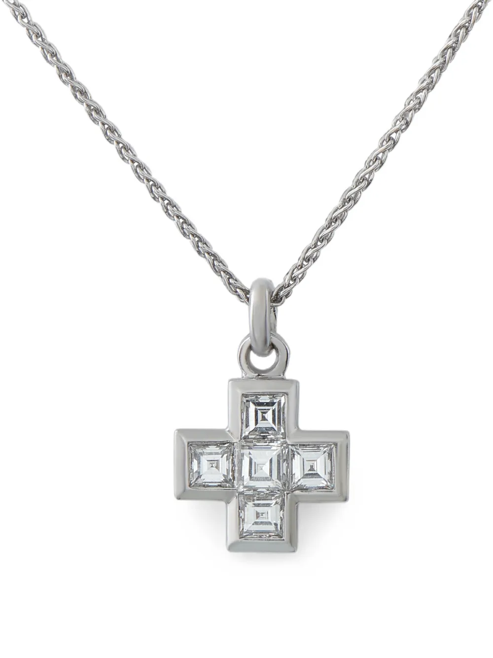 Bvlgari Pre-Owned diamond-embellished cross-pendant necklace - Argento
