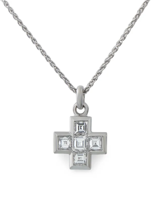 Bvlgari Pre-owned Diamond-embellished Cross-pendant Necklace in Silver
