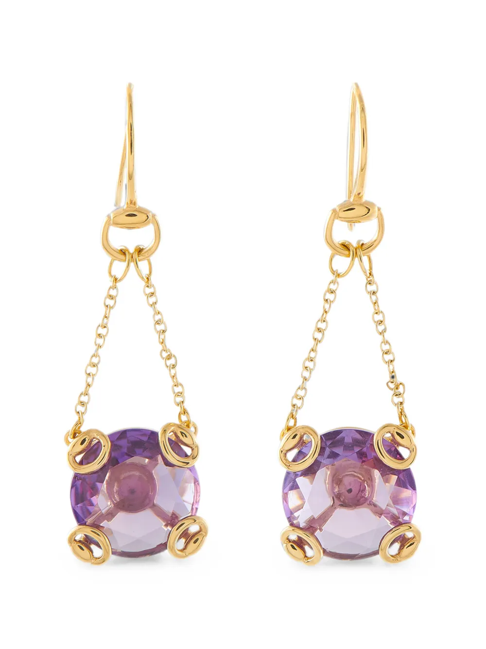 Gucci Pre-Owned Horsebit purple-gemstone earrings - Oro
