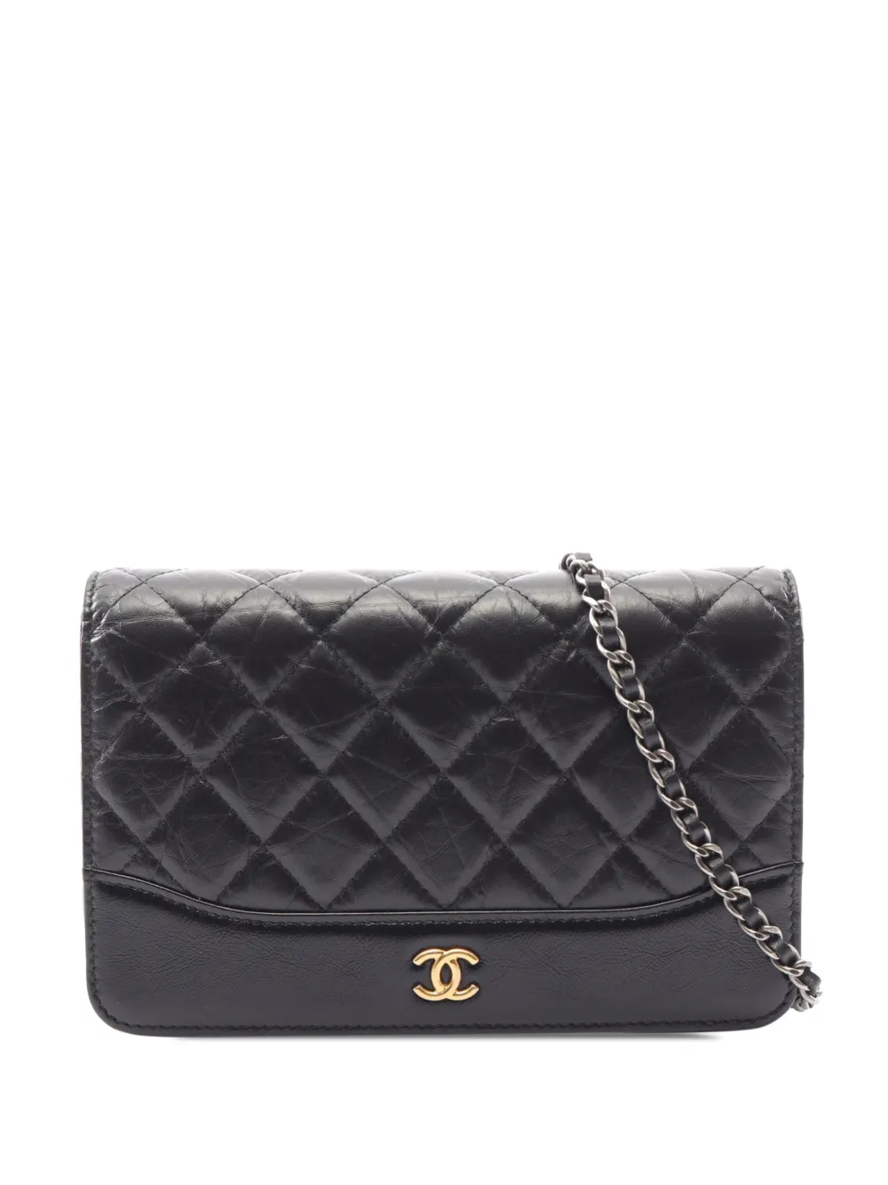 CHANEL Pre-Owned 2019 Quilted Aged Calfskin Gabrielle Wallet On Chain crossbody bag - Nero