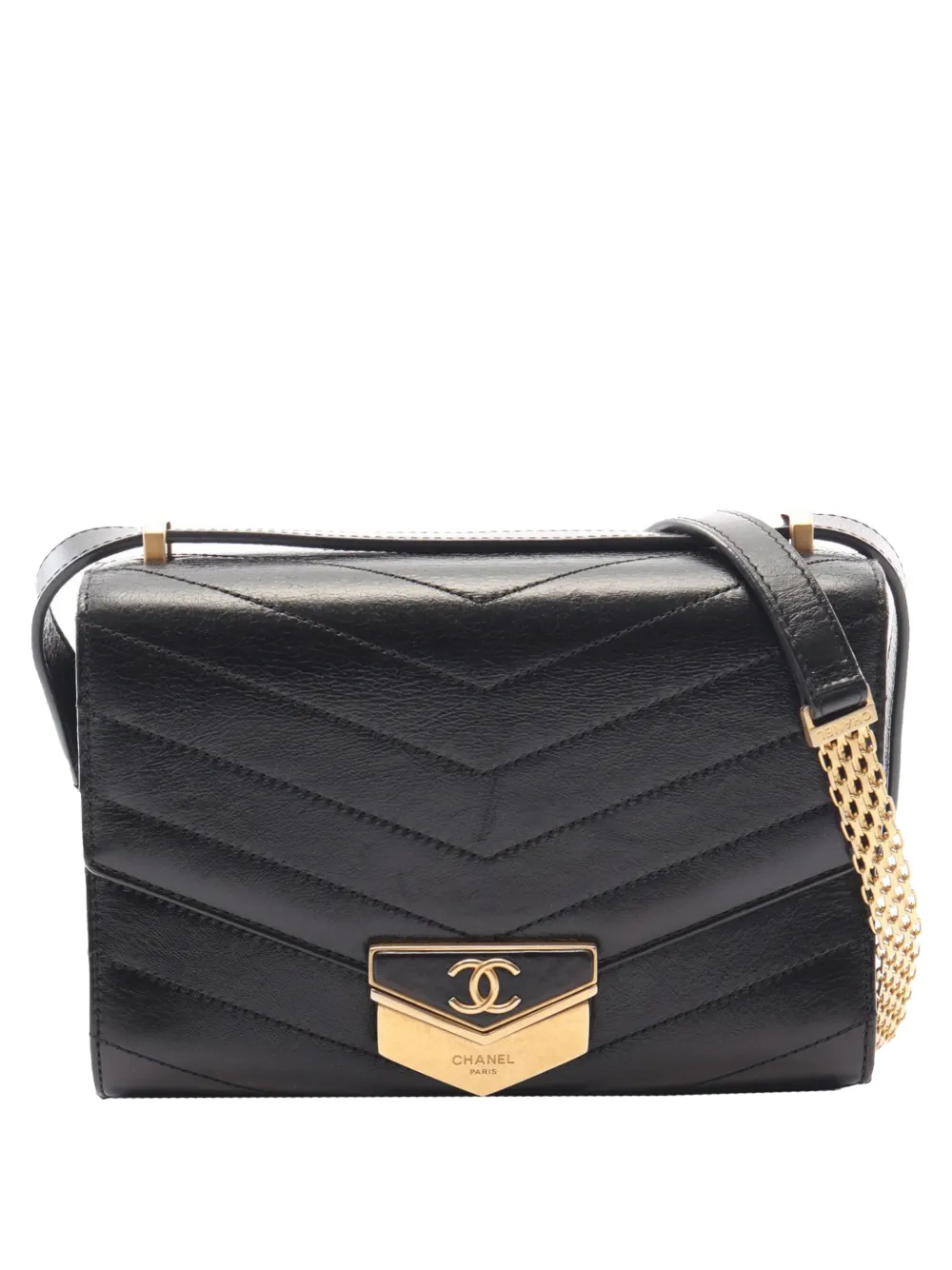 CHANEL Pre-Owned 2018-2029 CC Chevron Calfskin Medal Flap shoulder bag - Nero
