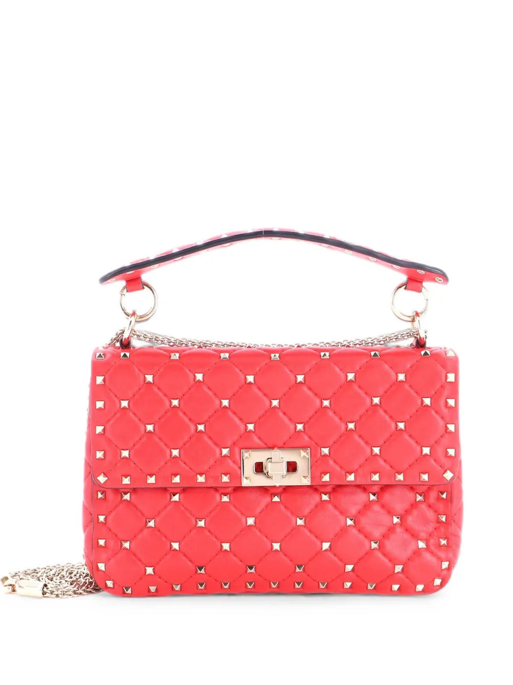 Valentino Garavani Pre-Owned Borsa a tracolla Rockstud Spike media in pelle trapuntata con battente - Rosso
