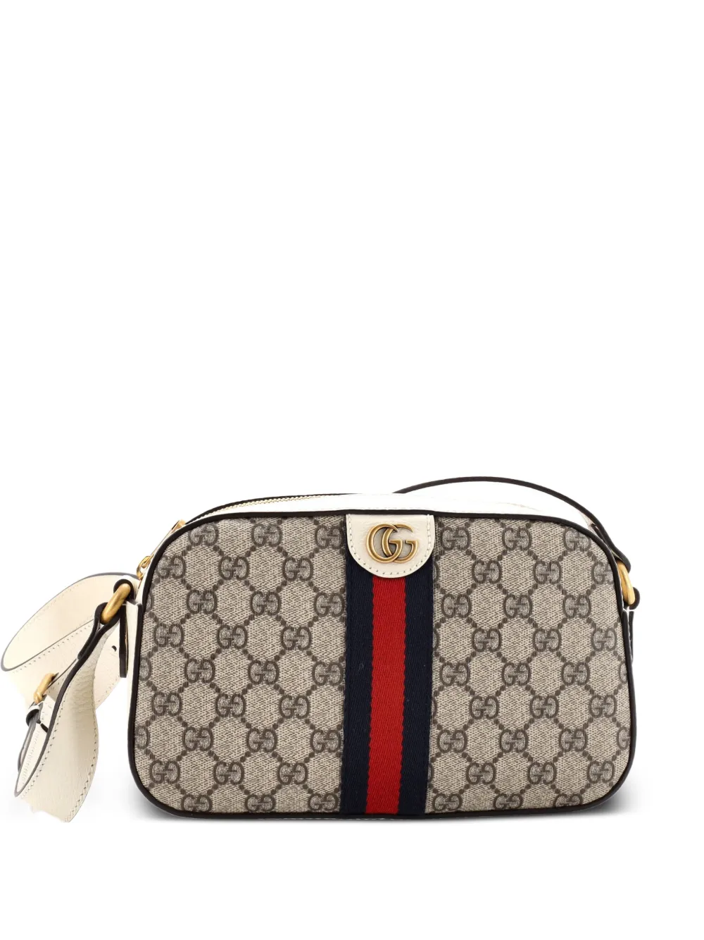 Gucci Pre-Owned Kleine Ophidia Camera Schultertasche aus GG-beschichtetem Canvas mit Ledertasche - Braun