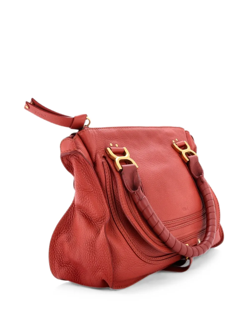Pre-owned Chloé Marcie Leather Medium Shoulder Bag In Red