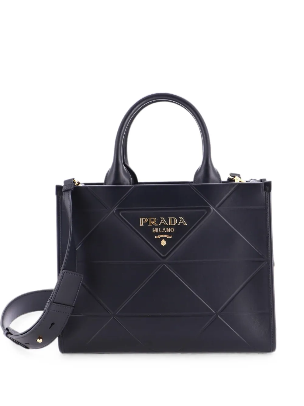 Prada Pre-Owned Borsa shopper Symbole piccola in pelle goffrata - Nero