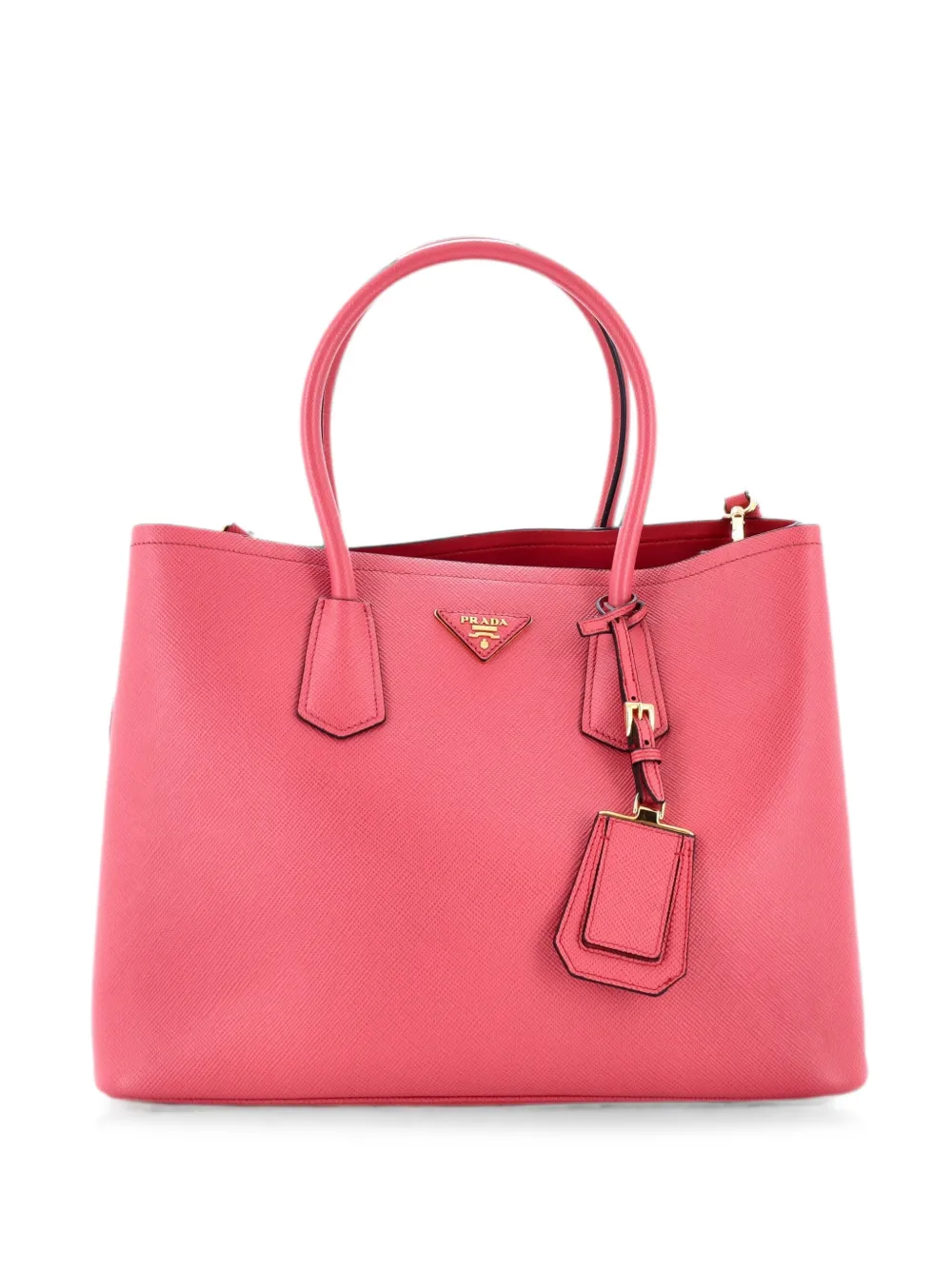 Prada Pre-Owned Borsa tote Cuir Double media in pelle Saffiano - Rosa