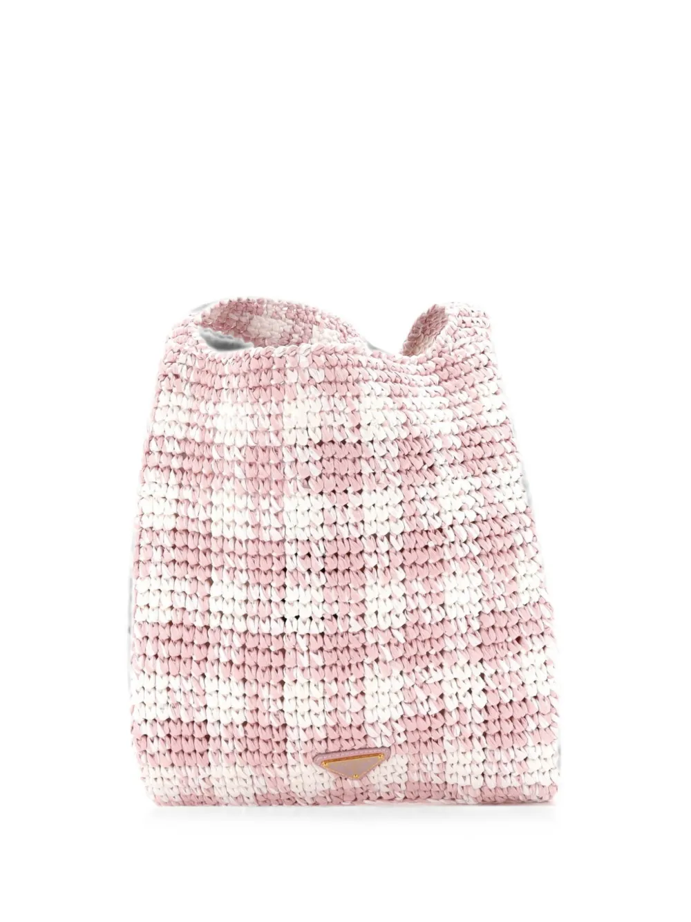 Prada Pre-Owned Borsa a tracolla piccola in rafia con stampa e logo - Rosa