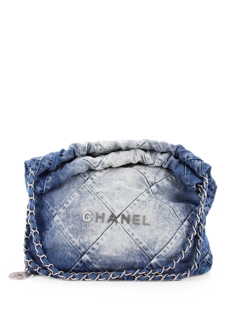CHANEL Pre-Owned 22 Chain Quilted Denim Small hobo bag - Blue