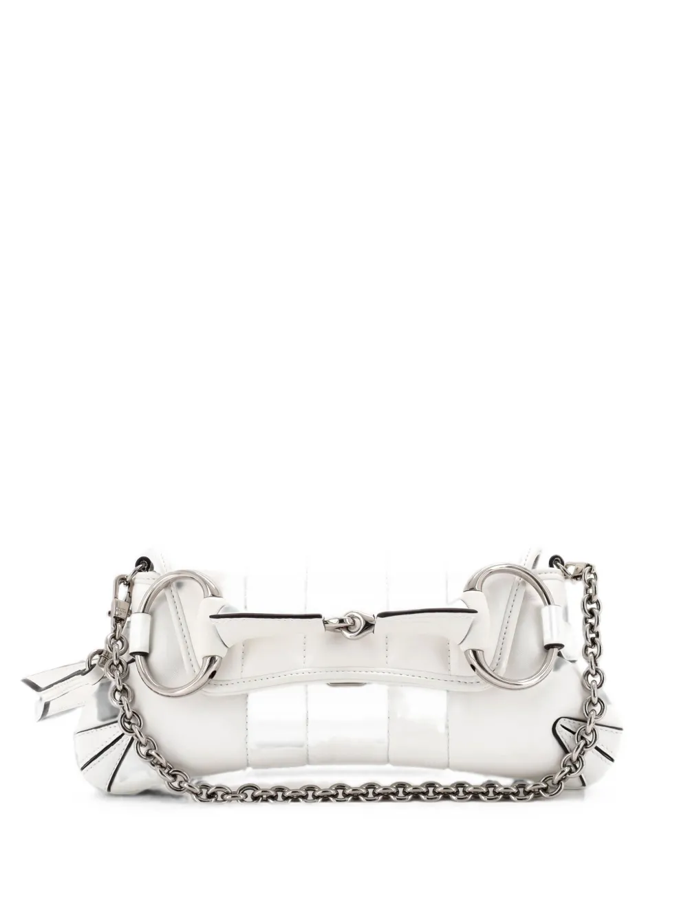 Gucci Pre-Owned Borsa a spalla Horsebit piccola in pelle trapuntata con catena - Bianco