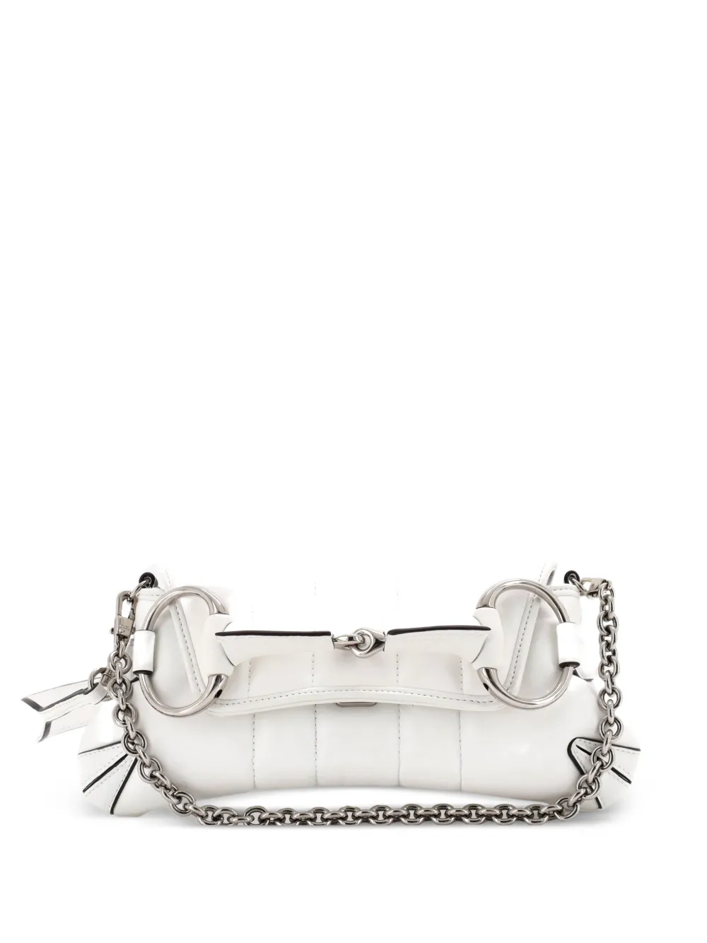 Gucci Pre-Owned Kleine Horsebit Stepptasche mit Kette - Weiß