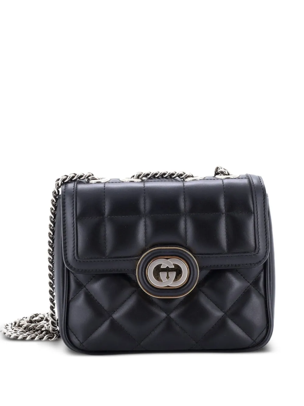 Gucci Pre-Owned Borsa a tracolla Deco mini in pelle matelassè con battente e catena - Nero