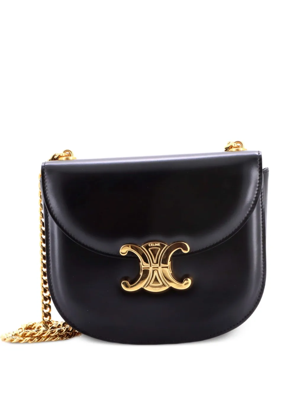 Celine Pre-Owned Triomphe Besace Clea Chain Flap Bag Leather shoulder bag - Black