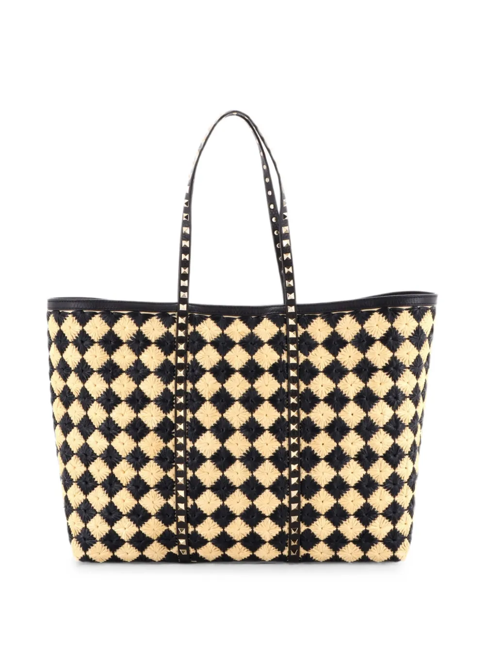 Valentino Garavani Pre-Owned Borsa shopper Rockstud con ricamo - Nero