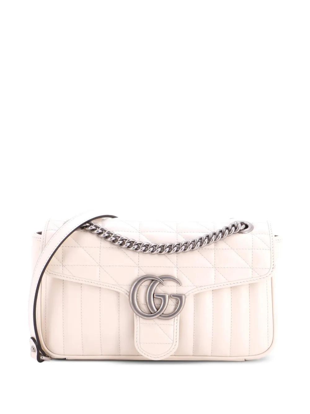 Gucci Pre-Owned Mittelgroße GG Marmont Flap Bag Matelasse Schultertasche3 - Weiß