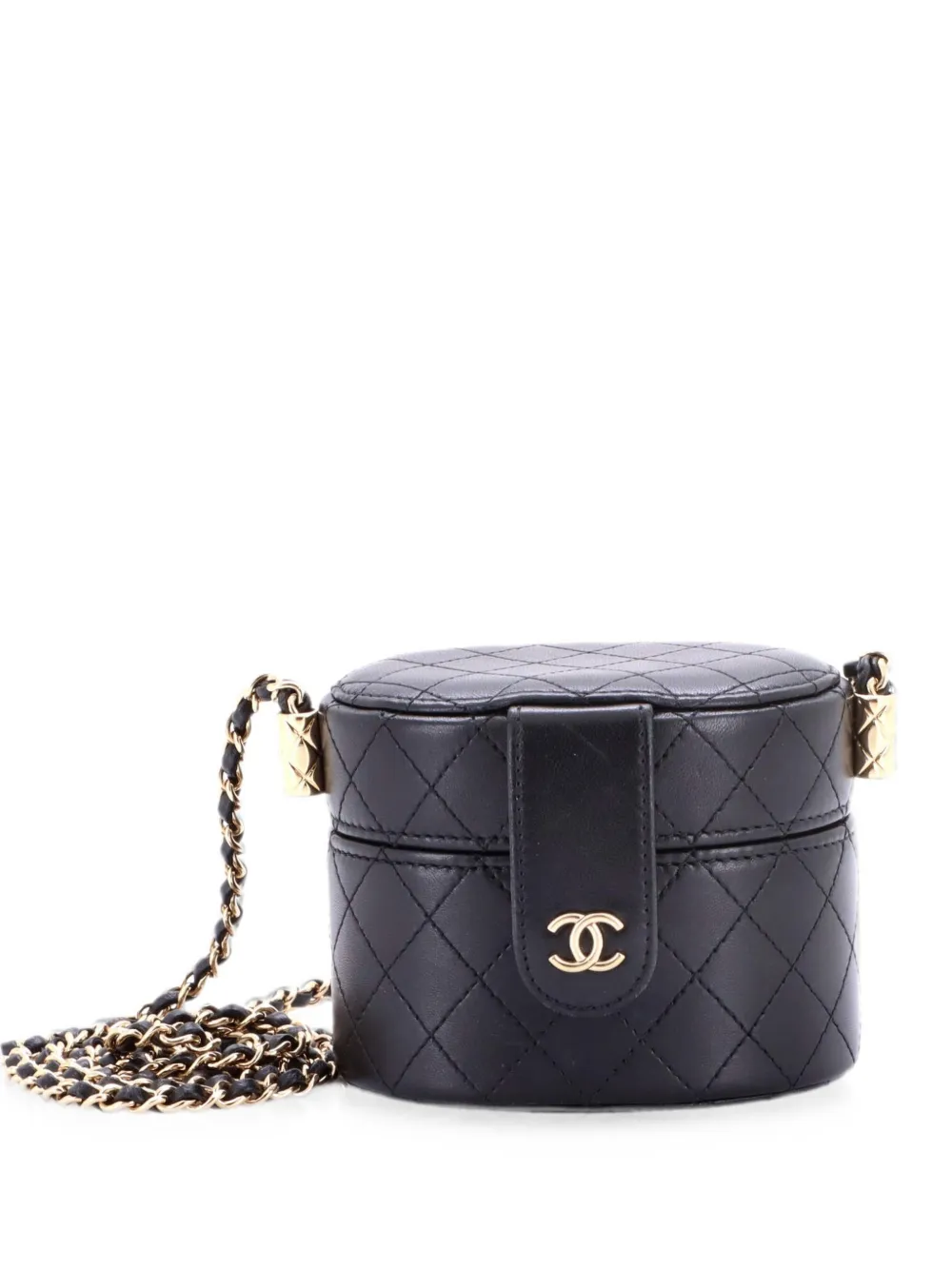 CHANEL Pre-Owned Borsa a tracolla CC Vanity Case mini in pelle di agnello trapuntata con manico - Nero