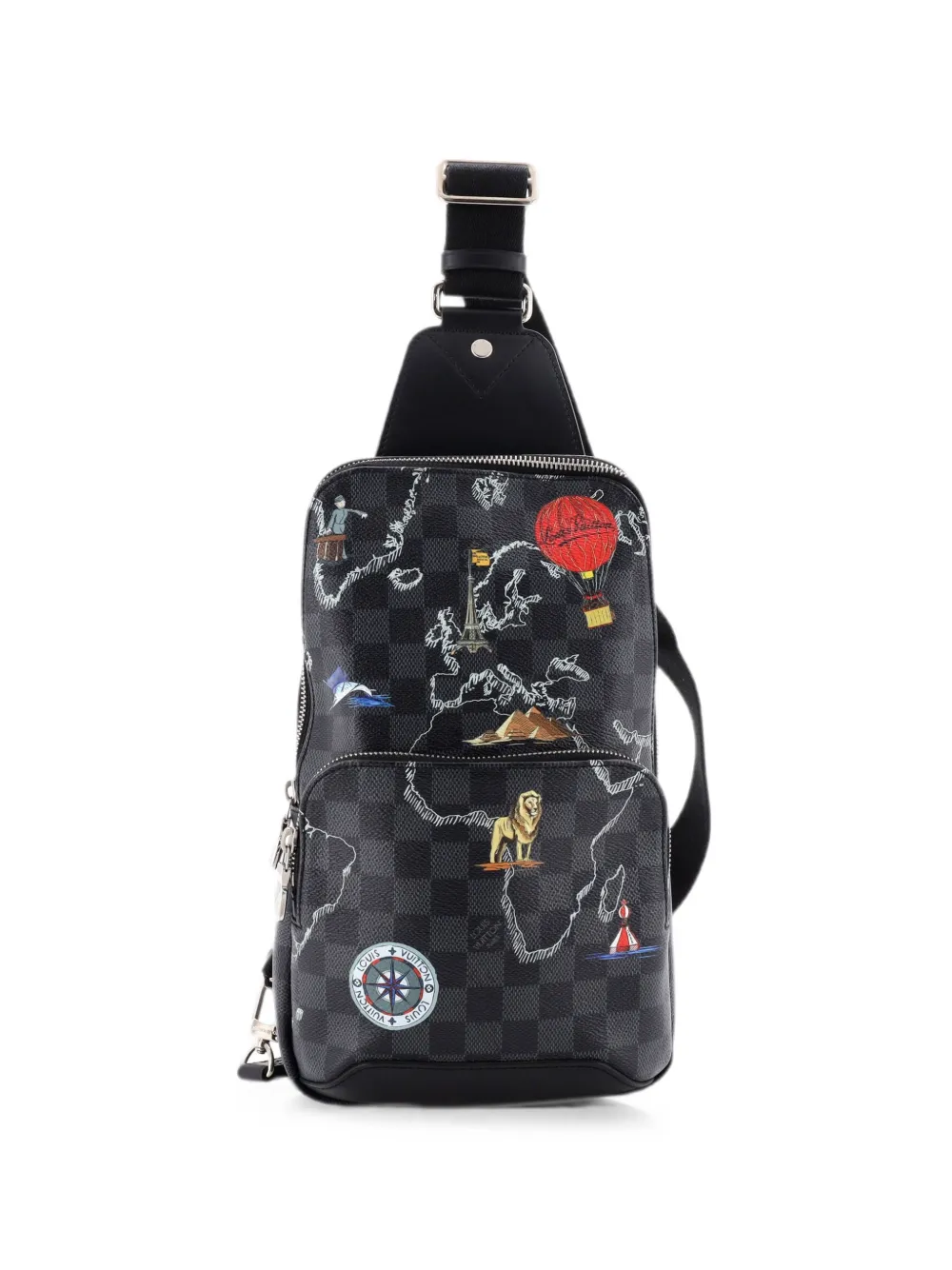 Louis Vuitton Pre-Owned Borsa a tracolla Avenue Sling Limited Edition Renaissance Map Damier Graphite - Nero