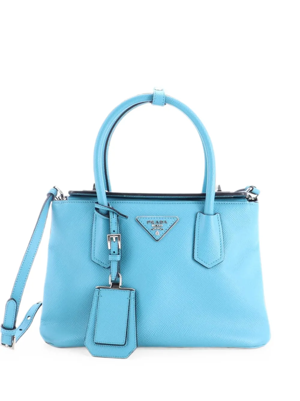 Prada Pre-Owned Borsa a tracolla Turnlock Cuir Twin mini in pelle Saffiano - Rosso