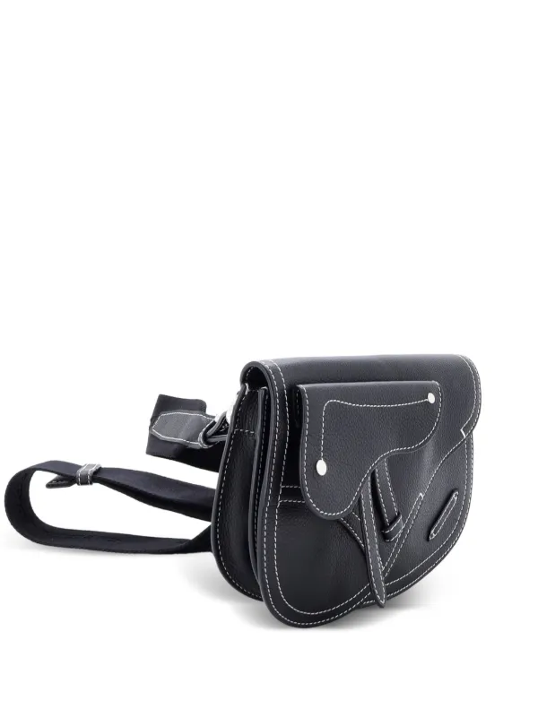 Dior Pre-owned Saddle Messenger Pouch Leather Crossbody Bag in Black