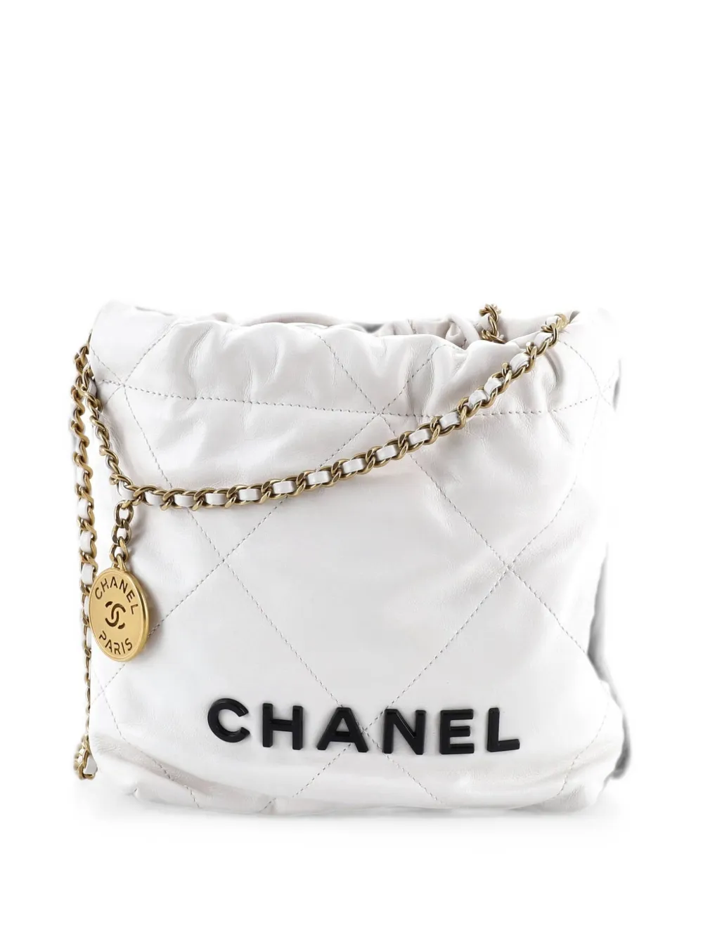 CHANEL Pre-Owned Borsa a tracolla 22 mini in pelle di vitello trapuntata - Bianco