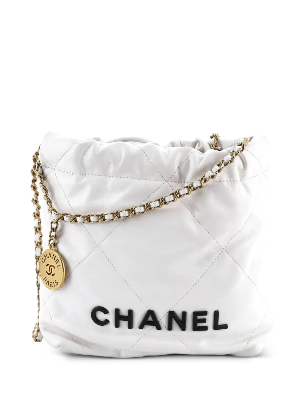 CHANEL Pre-Owned 22 Chain Hobo Quilted Calfskin Mini crossbody bag - White