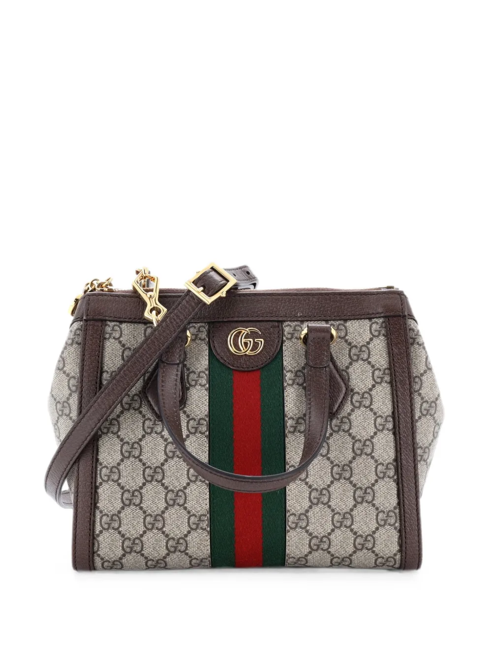 Gucci Pre-Owned Borsa tote Ophidia piccola in tela cerata GG con manico - Marrone