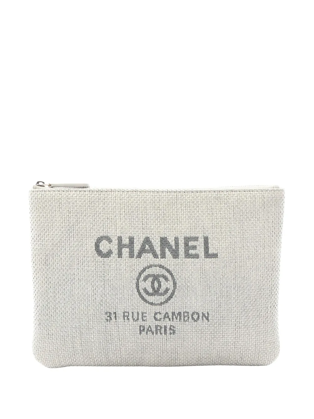 CHANEL Pre-Owned 2016-2017 Large Tweed Deauville O Case clutch bag - Grigio