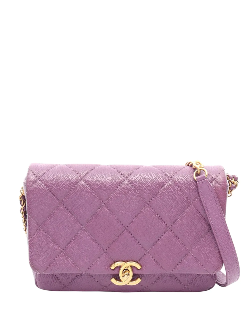 CHANEL Pre-Owned 2021-2026 Small CC Quilted Caviar Flap shoulder bag - Viola