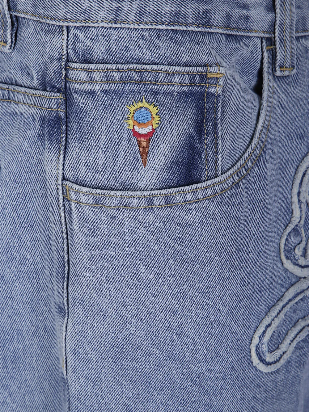 ICECREAM Running Dog jeans met borduurwerk Blauw
