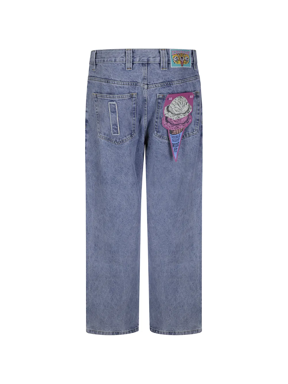 ICECREAM Running Dog jeans met borduurwerk Blauw