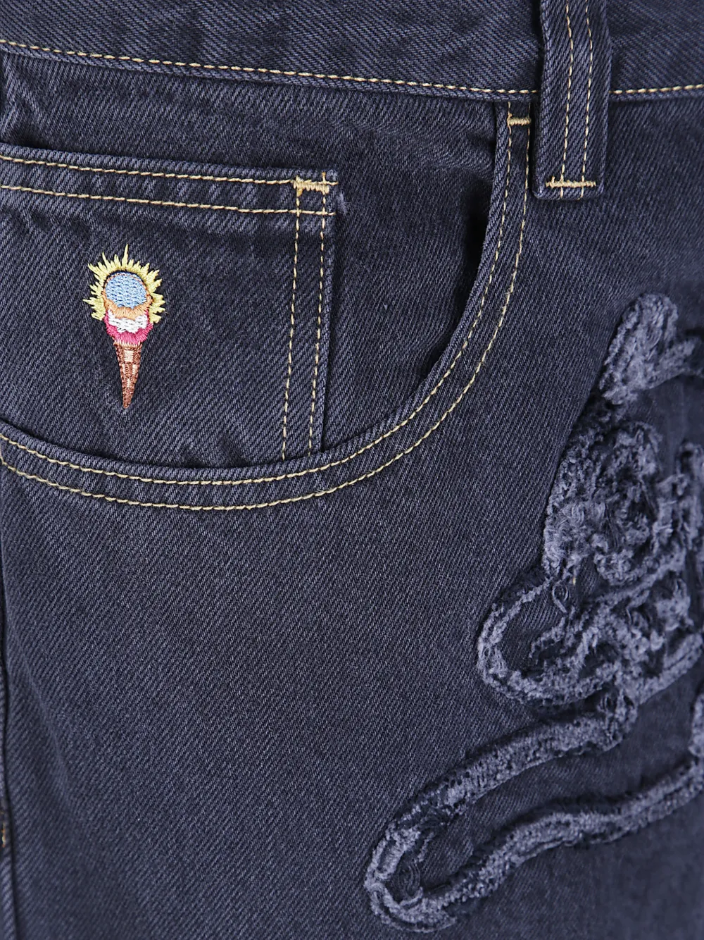 ICECREAM Running Dog jeans met borduurwerk Zwart