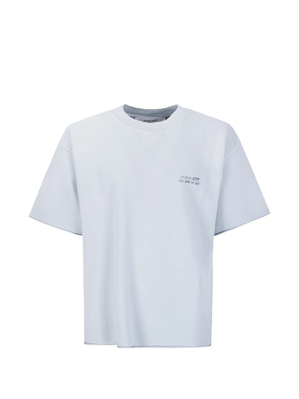 Golden Goose logo-print raw-edge T-shirt - Blau