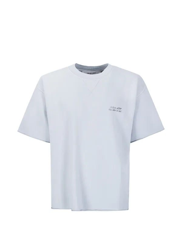 Golden Goose Logo-print Raw-edge T-shirt in Blue