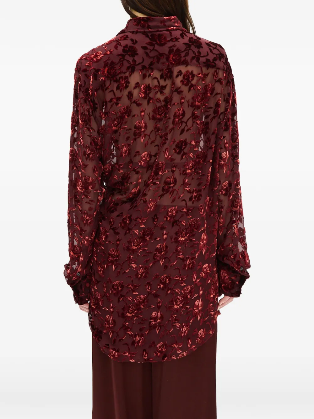 Ann Demeulemeester Elisabeth blouse met bloemen-devoré Rood