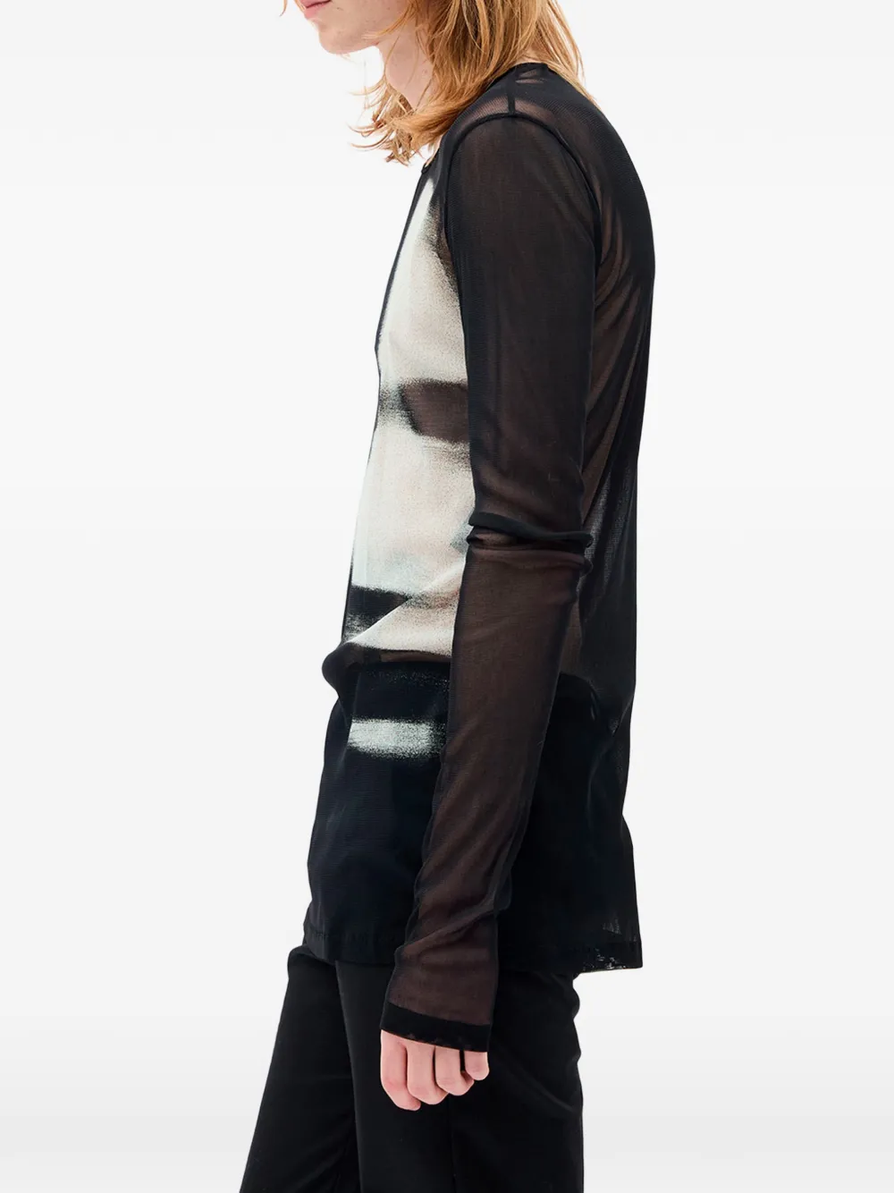 Ann Demeulemeester Greg Portrait-print Tulle T-shirt in Black, view 3