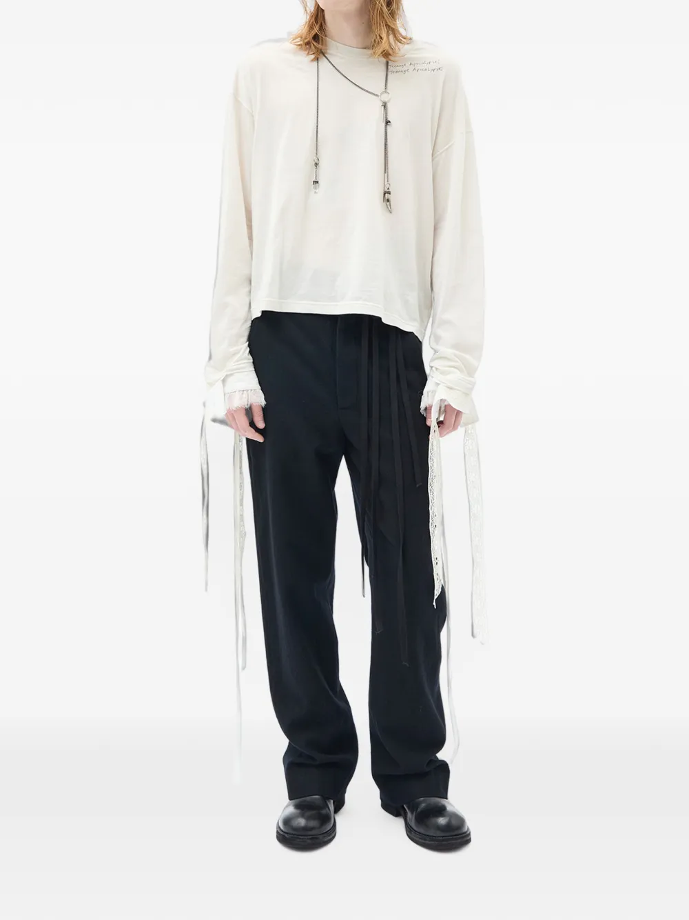 Ann Demeulemeester Broek van geborsteld wol Zwart