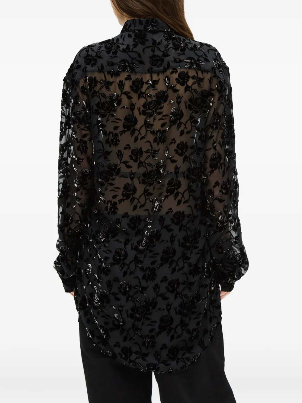Ann Demeulemeester Elisabeth blouse met bloemen-devoré Zwart
