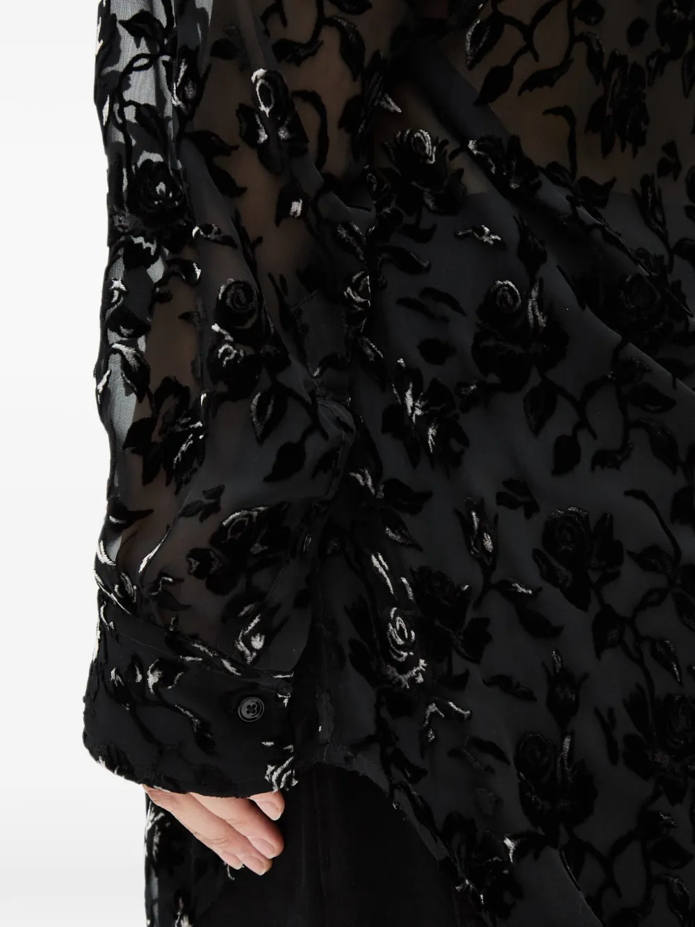 Ann Demeulemeester Elisabeth blouse met bloemen-devoré Zwart