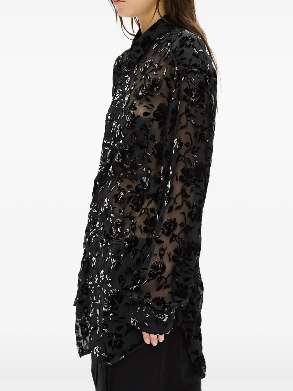 Ann Demeulemeester Elisabeth blouse met bloemen-devoré Zwart