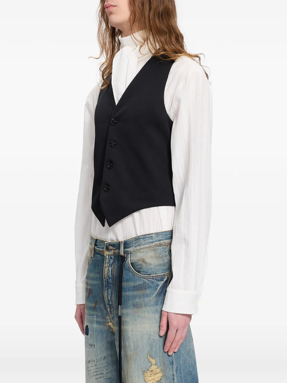 Ann Demeulemeester Gabardine wollen gilet Zwart